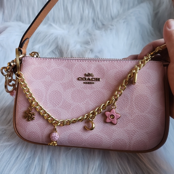 NWT Coach Nolita 19 In Signature Canvas Gold/Powder Pink CDW31 - Picture 6 of 9